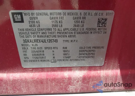 2018 GMC Terrain Sle из США, поврежденный, VIN 3GKALMEX4JL126749